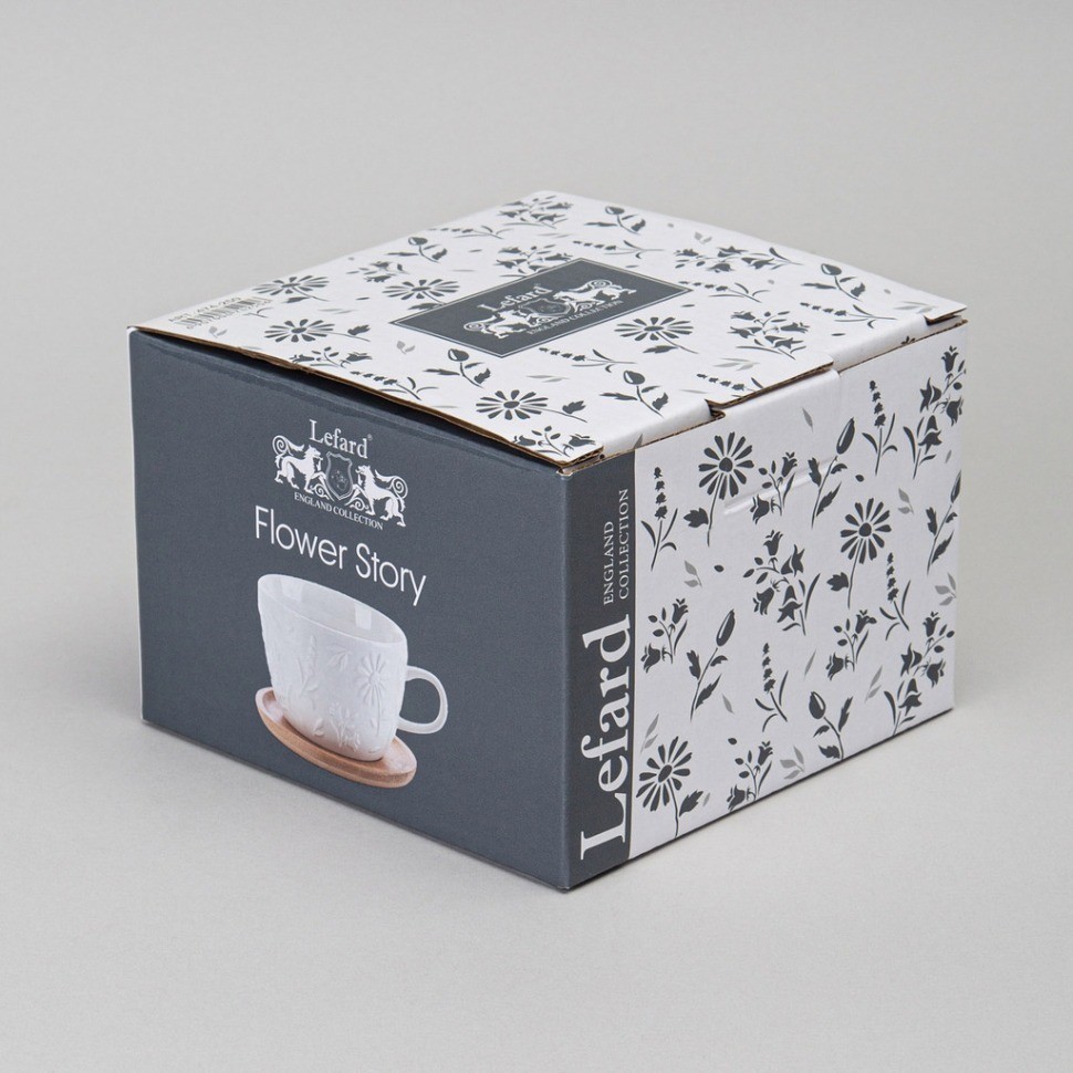 Чайная пара lefard "flowers story" с дерев. блюдцем 450 мл (474-250)