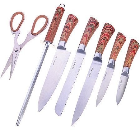 Ножи на подставке 9пр нерж в кожанном чемодане Mayer&Boch (30580-29766)