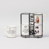 Набор кружек &quot;meow&quot; 4шт на подставке 368мл. Lefard (153-946)