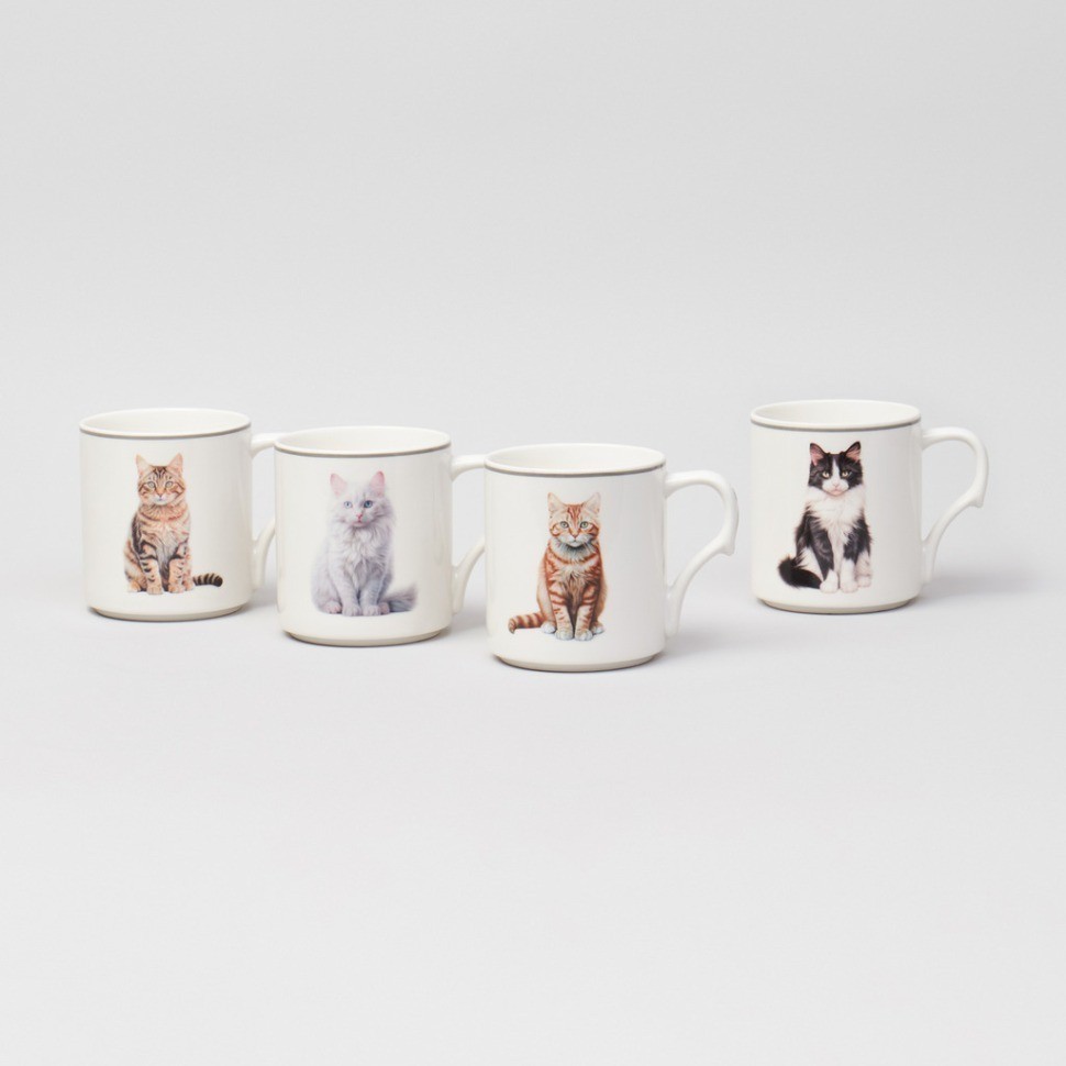 Набор кружек "meow" 4шт на подставке 368мл. Lefard (153-946)