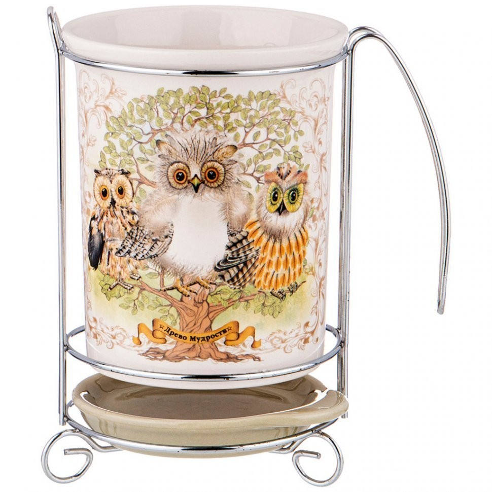 Подставка под кухонные приборы "дерево мудрости" 10,5*10,5 см. высота=16 см. Agness (358-1863)