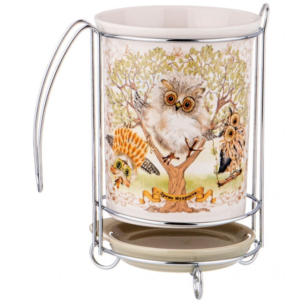 Подставка под кухонные приборы "дерево мудрости" 10,5*10,5 см. высота=16 см. Agness (358-1863)