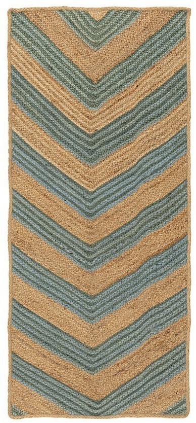 Ковер из джута с вставками зеленого цвета из коллекции ethnic, 70х160 см (74485)