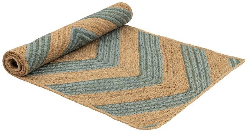 Ковер из джута с вставками зеленого цвета из коллекции ethnic, 70х160 см (74485)