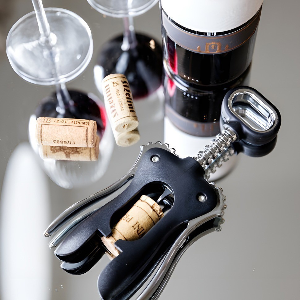 Штопор BarCraft с крыльями, черный BCSCREWWING