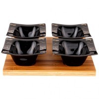 Набор из 4 салатников на дерев.подставке lefard &quot;fantasy&quot; 11,5 см черный (42-361)