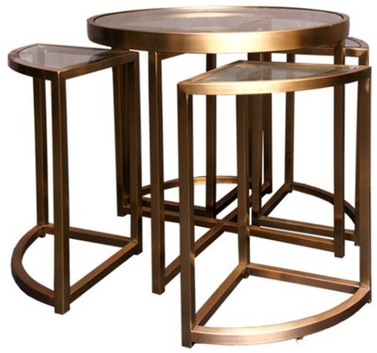 Стол приставной Z0149A/Z0150A/CM#30A, 60, стекло, нержавеющая сталь, matte honey, ROOMERS FURNITURE
