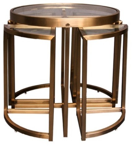 Стол приставной Z0149A/Z0150A/CM#30A, 60, стекло, нержавеющая сталь, matte honey, ROOMERS FURNITURE