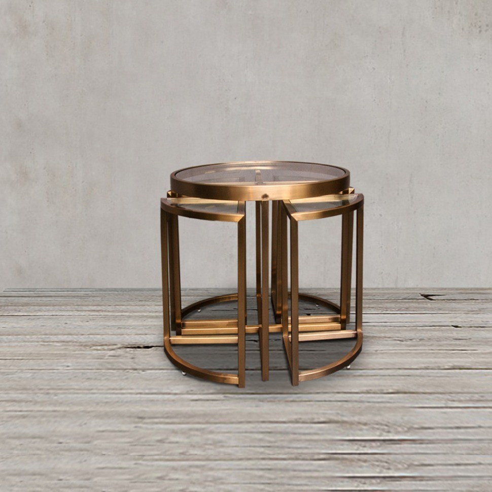 Стол приставной Z0149A/Z0150A/CM#30A, 60, стекло, нержавеющая сталь, matte honey, ROOMERS FURNITURE