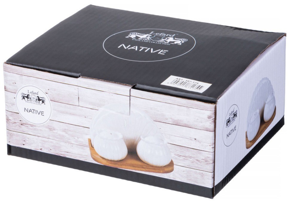 Набор для специй lefard "native" 3 пр.: соль, перец, салфетница на дерев. подставке (587-175)