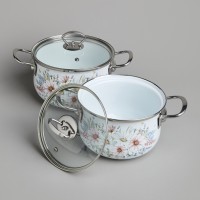 Набор кастрюль agness эмалированных серия &quot;дворцовый парк&quot; 4пр. 2,0л и 2,8л, 18х11см, 20х12см (934-713)