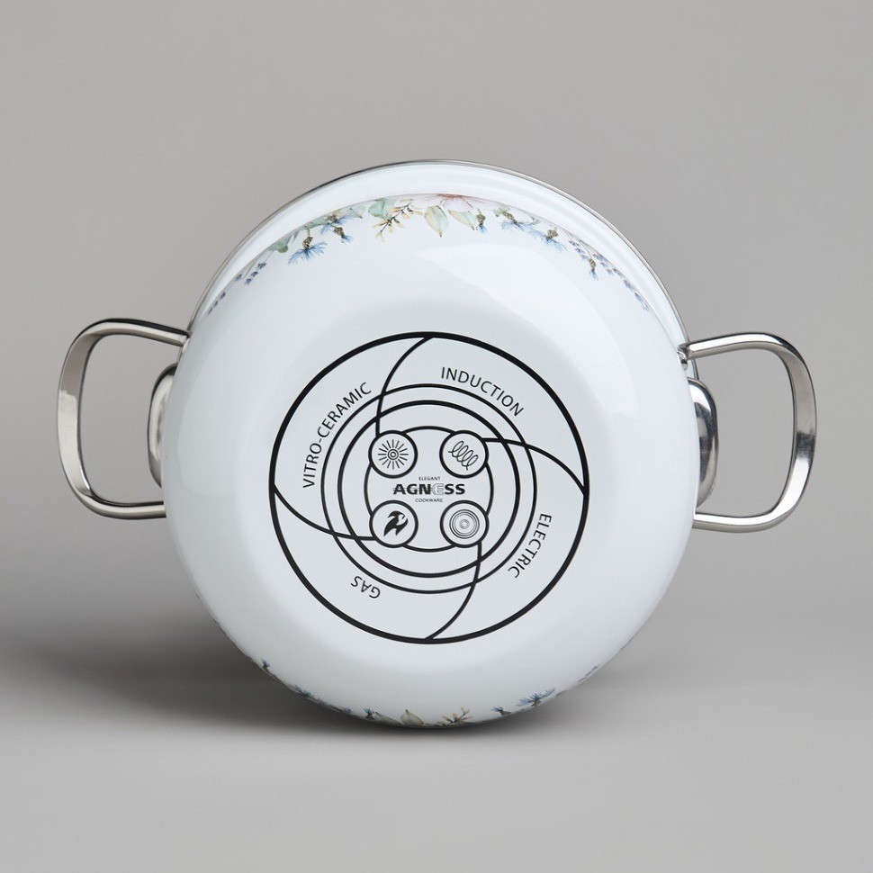 Набор кастрюль agness эмалированных серия "дворцовый парк" 4пр. 2,0л и 2,8л, 18х11см, 20х12см (934-713)