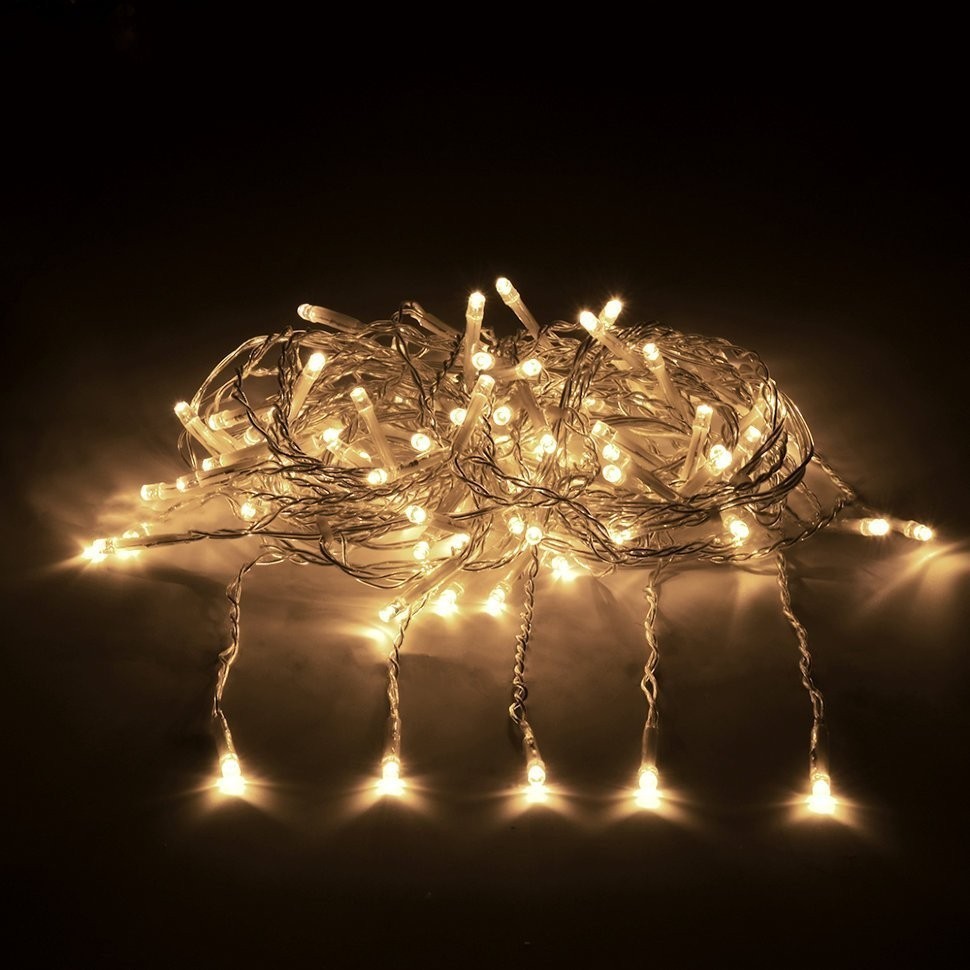 Светодиодная гирлянда для дома (теплый свет) Vegas Занавес 156 LED, 12 нитей, 1,5х1,5 м, 220V 55077 (69150)