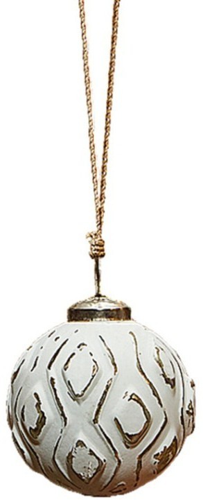 Елочная игрушка NR-AM-212, 8 см, стекло, Scratch white, ROOMERS FURNITURE