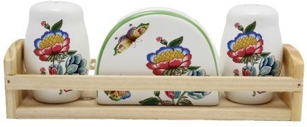 Набор для специй на подставке + салфетница Летний букет LORAINE (30797)