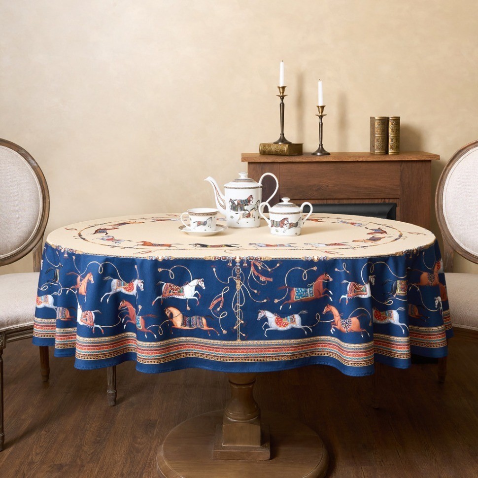 Скатерть овальная "passage"140х300см ,бежевый, 100% хлопок,твил, пропитка Lefard (850-758-42)