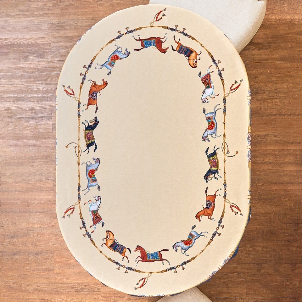 Скатерть овальная "passage"140х300см ,бежевый, 100% хлопок,твил, пропитка Lefard (850-758-42)