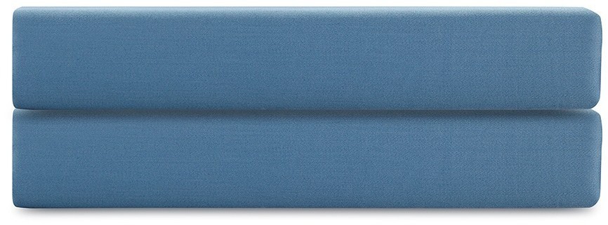 Простыня на резинке из премиального сатина джинсово-синего цвета из коллекции essential,  180х200х30 (79844)