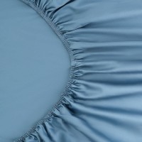 Простыня на резинке из премиального сатина джинсово-синего цвета из коллекции essential,  180х200х30 (79844)