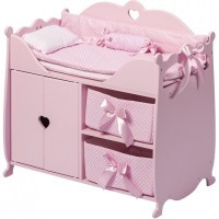 Кроватка-шкаф для кукол с постельным белье, цвет: розовый (PFD120-52)