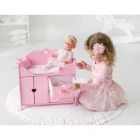 Кроватка-шкаф для кукол с постельным белье, цвет: розовый (PFD120-52)