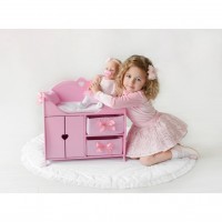 Кроватка-шкаф для кукол с постельным белье, цвет: розовый (PFD120-52)