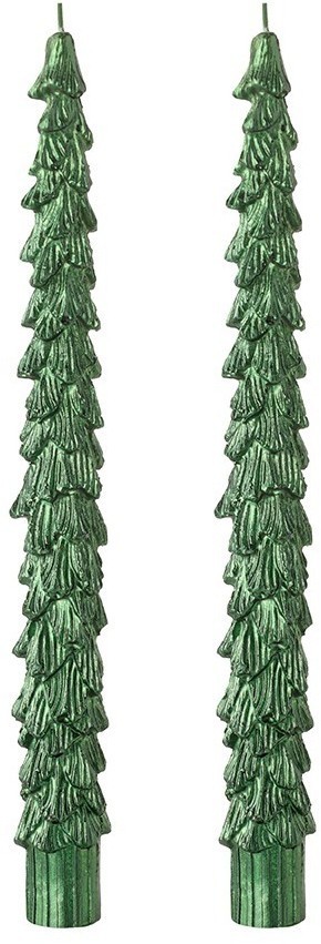 Набор из двух свечей зеленого цвета из коллекции new year essential, 25 см (79754)