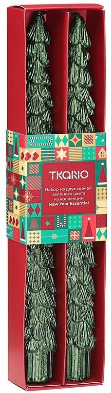 Набор из двух свечей зеленого цвета из коллекции new year essential, 25 см (79754)