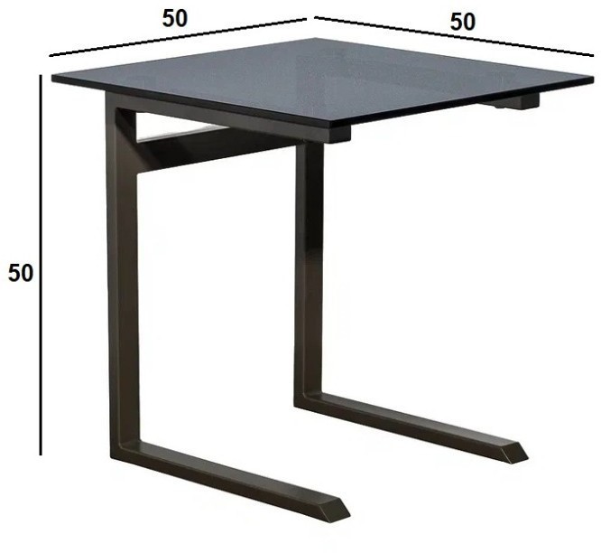 Стол журнальный приставной серый, стекло тонированное 50*50*50см (TT-00015706)