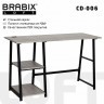 Стол на металлокаркасе BRABIX LOFT CD-006 1200х500х730 мм 2 полки дуб антик 641225 (95370)