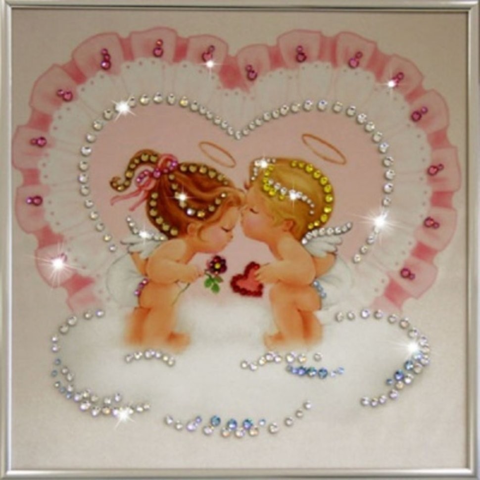 Картина Поцелуйчик с кристаллами Swarovski (1250)