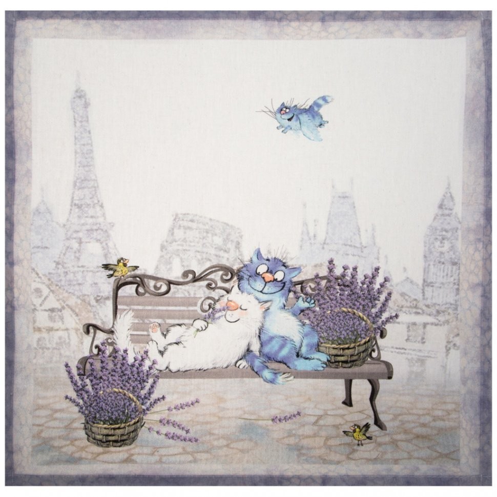 Набор салфеток из 2-х шт  "синие коты. париж",40х40см, 100% хлопок,твил SANTALINO (850-717-8)