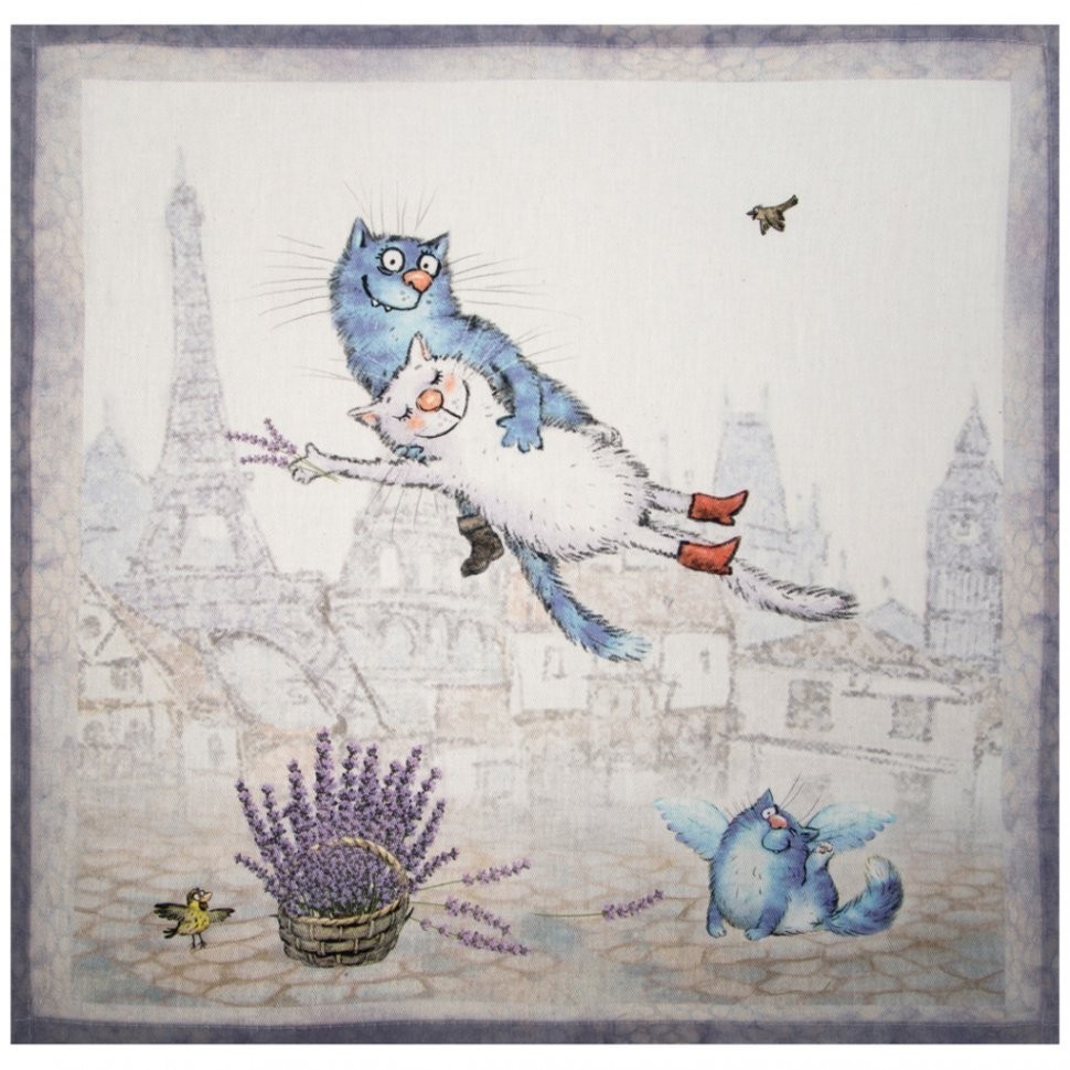 Набор салфеток из 2-х шт  "синие коты. париж",40х40см, 100% хлопок,твил SANTALINO (850-717-8)
