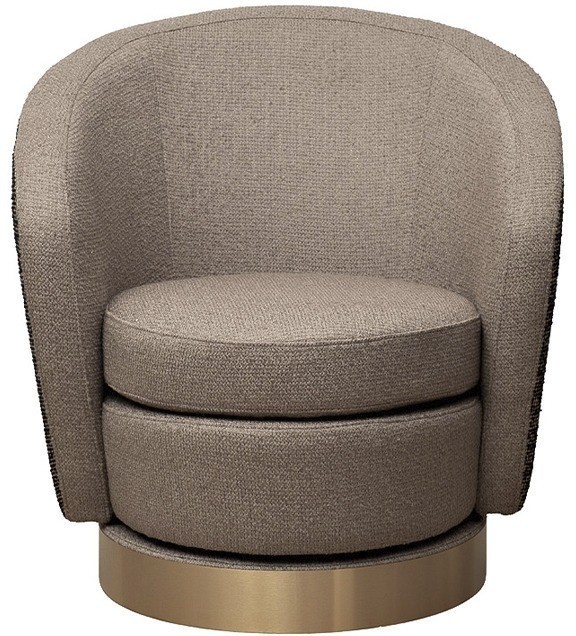 Кресло Napoli вращающееся, рогожка золото/черный Santo300-BEG+Santo302-CHZOL 76*76*76см (TT-00012732)