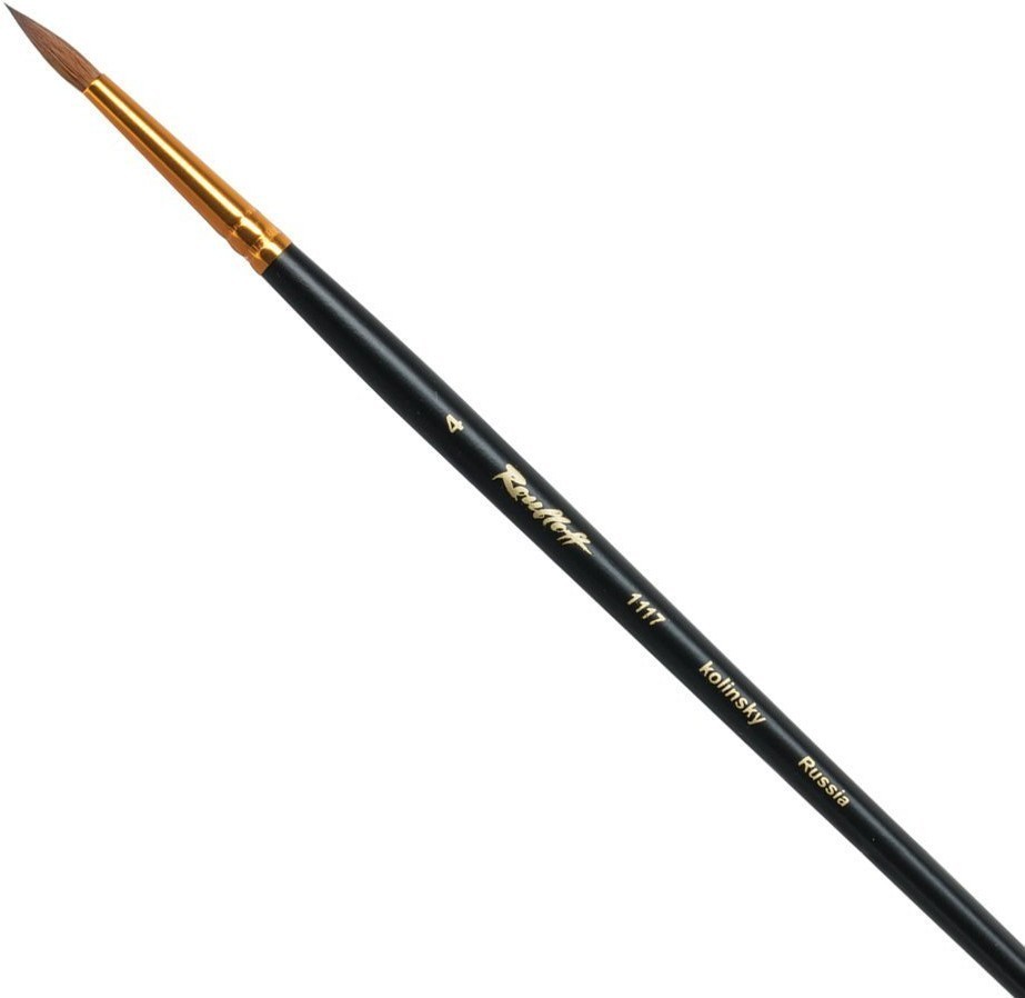 Кисть художественная Roubloff (Рублев) колонок, круглая, № 4, длинная ручка ЖК1-04,07Ж (65035)