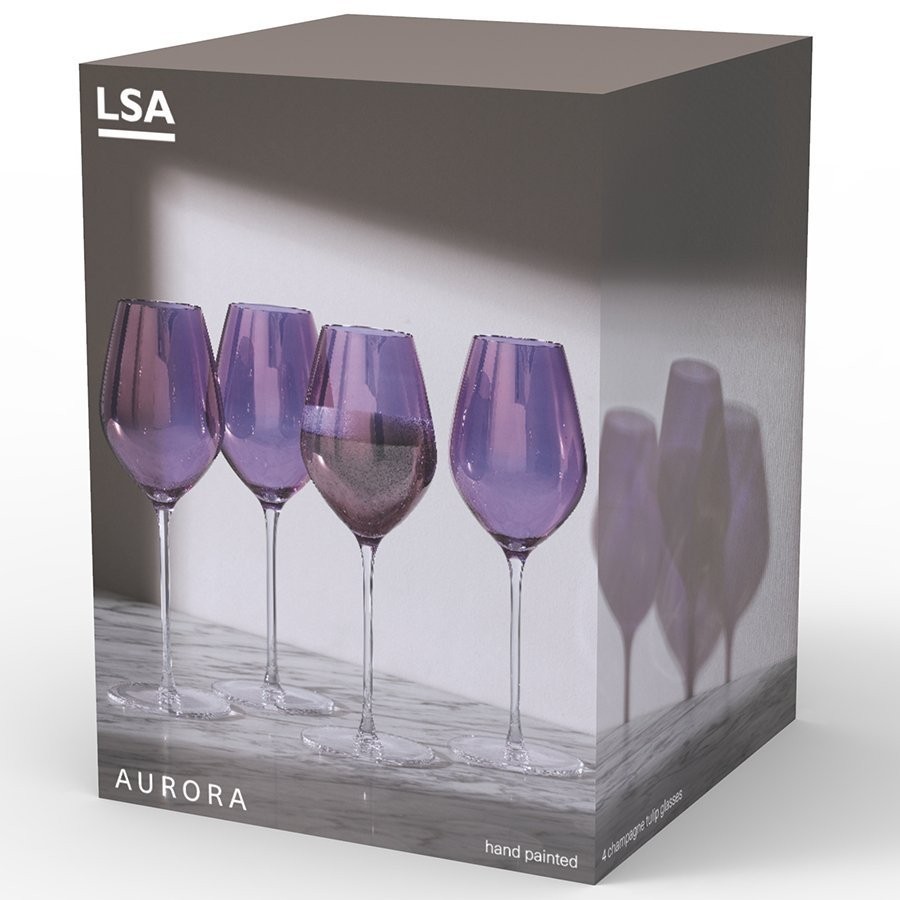 Набор бокалов для шампанского aurora, 285 мл, фиолетовый, 4 шт. (73291)
