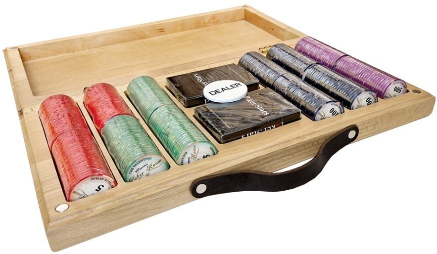 Набор для покера Valentino Ceramic на 300 фишек в кейсе из бука, Partida (64502)