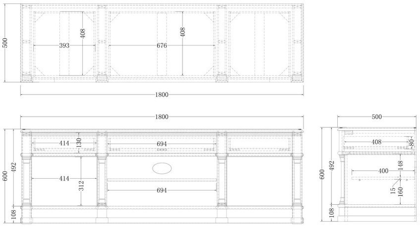Тумба под телевизор зеркальная 1800*500*600 (TT-00000088)