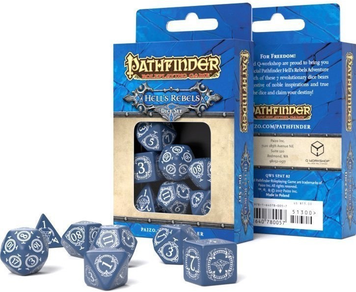 Набор кубиков Pathfinder "HellAndapos;s Rebels" для RPG, сине-белый (31576)