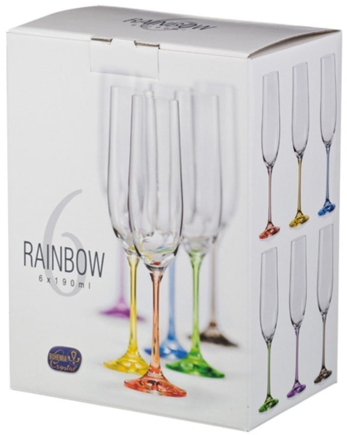 Набор бокалов для шампанского из 6 шт. "rainbow" 190 мл высота=24 см Bohemia Crystal (674-416)
