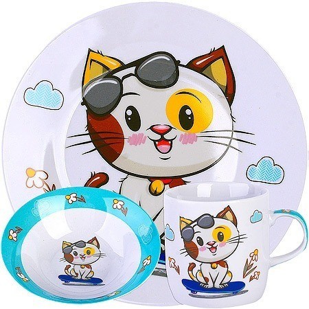 Детский набор посуды Котенок LORAINE (60407)