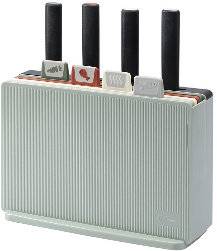 Набор из 4-х разделочных досок и 4-х ножей с держателем cut&store (78696)