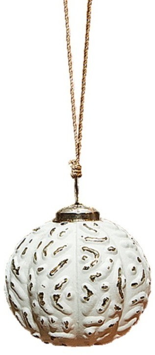 Елочная игрушка NR-AM-216, 8 см, стекло, Scratch white, ROOMERS FURNITURE