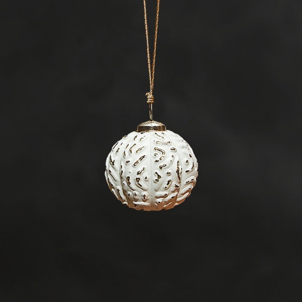 Елочная игрушка NR-AM-216, 8 см, стекло, Scratch white, ROOMERS FURNITURE