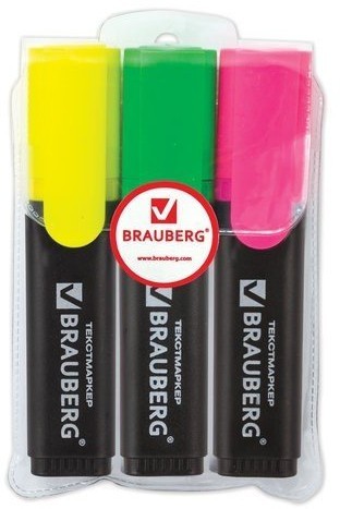 Набор текстовыделителей Brauberg Contract 1-5 мм 3 цвета 150395 (2) (86709)