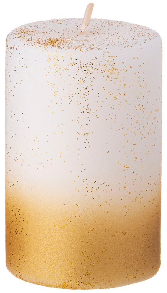 Свеча столбик белая с золотом d5*8 см (TT-00015267)