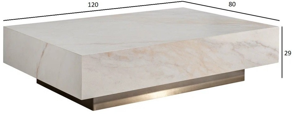 Стол журнальный AGATE светлый керамический 120*80*29см (TT-00016026)