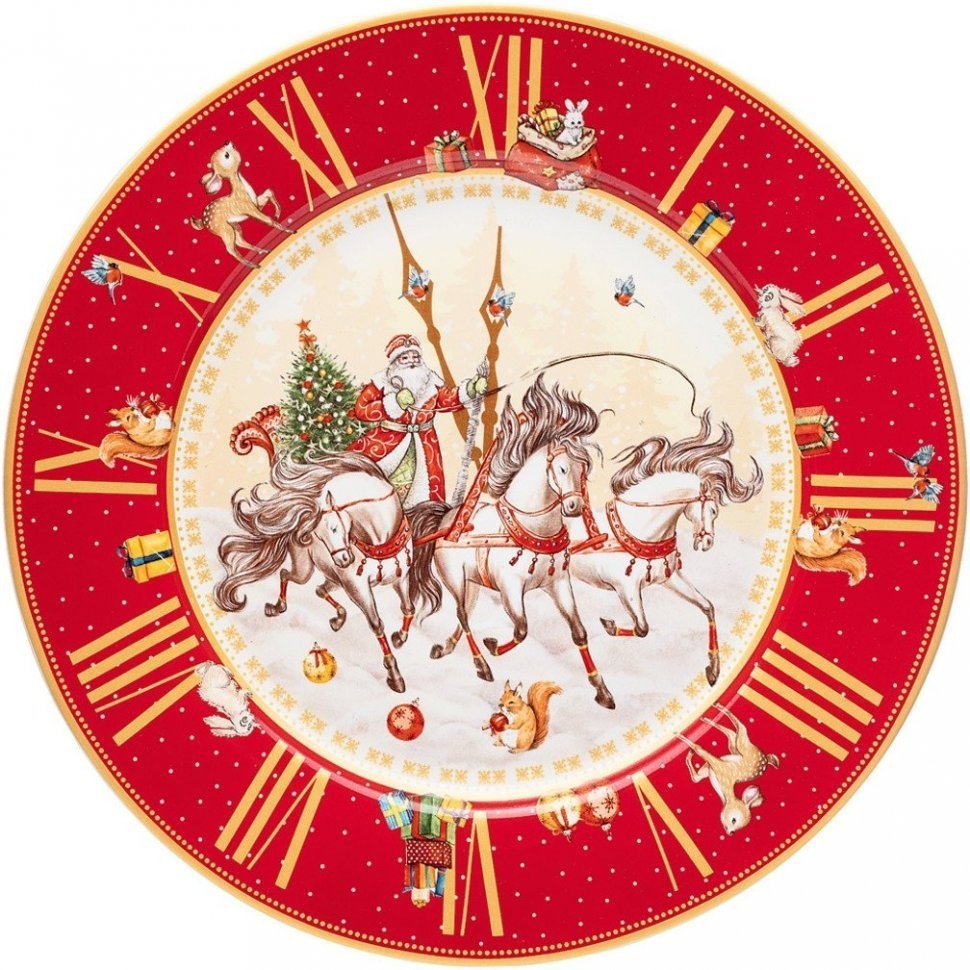 Тарелка обеденная lefard "часы" 27 см красная (85-1711)