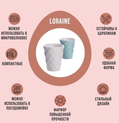 Кружка-стакан с рельефом 330 мл 4 шт LORAINE (31354-Н1)