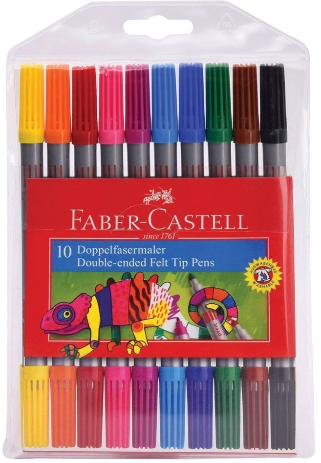 Фломастеры смываемые двусторонние Faber Castell 10 цветов 151110 (65781)
